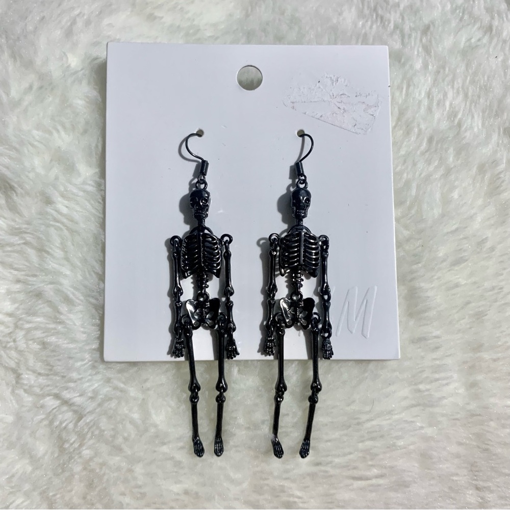 Black Metal Skeleton Earrings. New from H&M